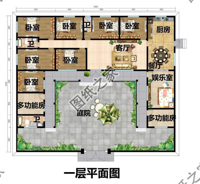 大戶型一層別墅帶庭院設(shè)計(jì)，他鄉(xiāng)縱有當(dāng)頭月，不及家鄉(xiāng)一盞燈