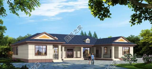 大戶型一層別墅帶庭院設(shè)計(jì)，他鄉(xiāng)縱有當(dāng)頭月，不及家鄉(xiāng)一盞燈