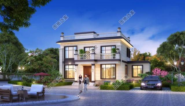 二層平屋頂別墅設(shè)計，屋頂花園非常寬敞，在這里休息肯定十分舒適