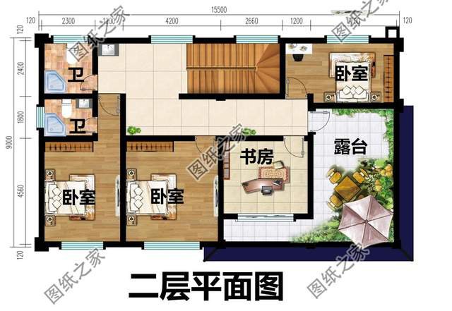 二層帶堂屋別墅設計圖，擺脫平凡無聊的生活，向往簡單自然的空間