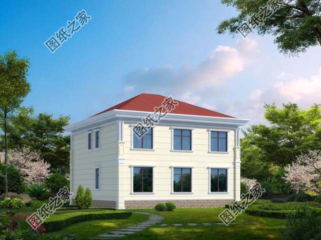 農(nóng)村歐式雙層自建房，帶有傳統(tǒng)歐式元素，適合喜愛歐式建筑的自建