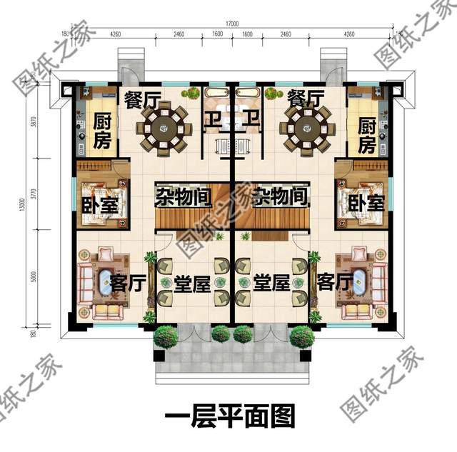 雙拼四合院別墅設(shè)計圖，外觀造型古典大氣，內(nèi)部更顯格調(diào)檔次