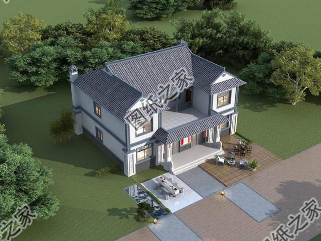 雙拼四合院別墅設(shè)計圖，外觀造型古典大氣，內(nèi)部更顯格調(diào)檔次