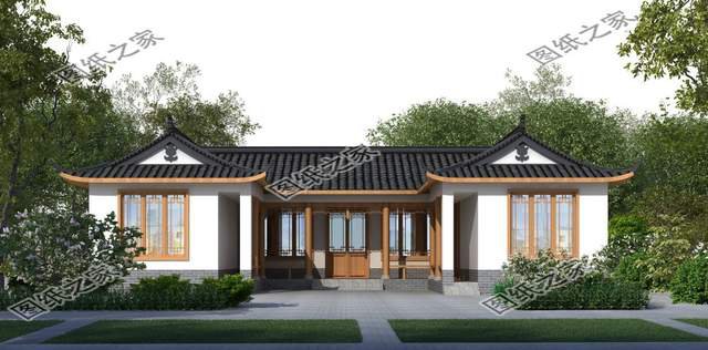 一層三合院別墅設(shè)計(jì)，清雅古韻，色調(diào)沉穩(wěn)靜默