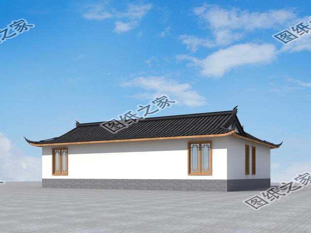 一層三合院別墅設(shè)計(jì)，清雅古韻，色調(diào)沉穩(wěn)靜默