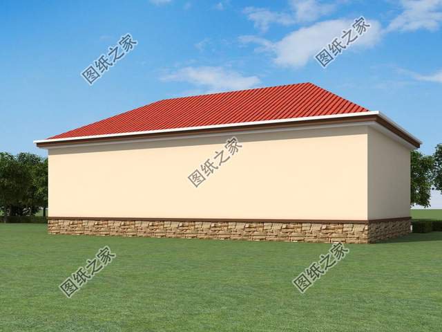 一層農(nóng)村自建房設(shè)計(jì)，背面不開窗，內(nèi)部布局緊湊而實(shí)用