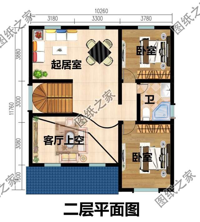 坡屋頂二層別墅，美觀大方，設(shè)計精美又實用
