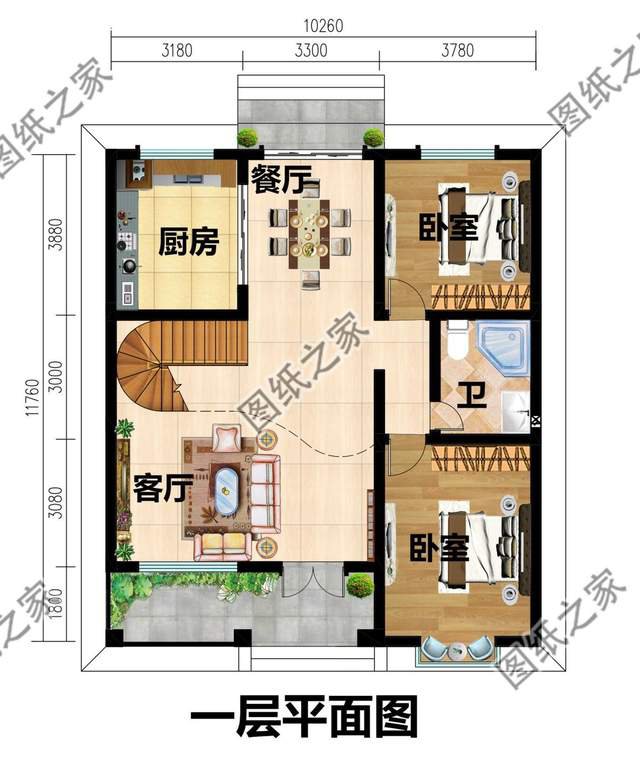 坡屋頂二層別墅，美觀大方，設(shè)計精美又實用