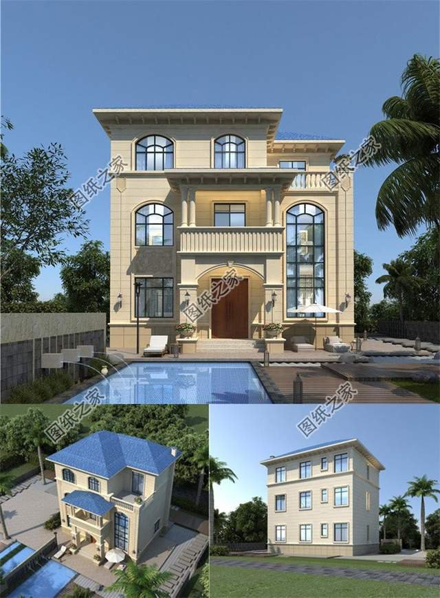 小面積三層自建房，高大的門(mén)廳讓建筑顯得更加大氣恢弘