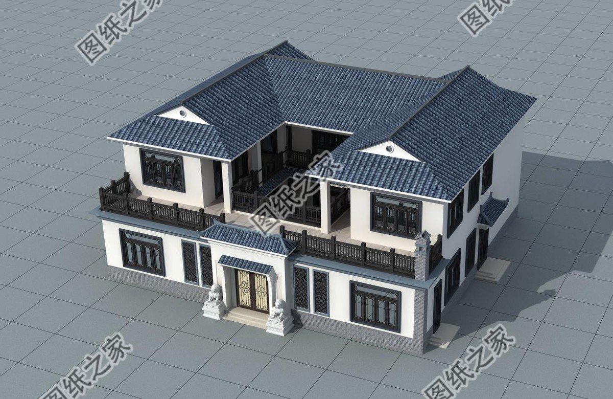 新中式庭院住宅設(shè)計，色彩搭配簡潔樸素，中式特色融合很好