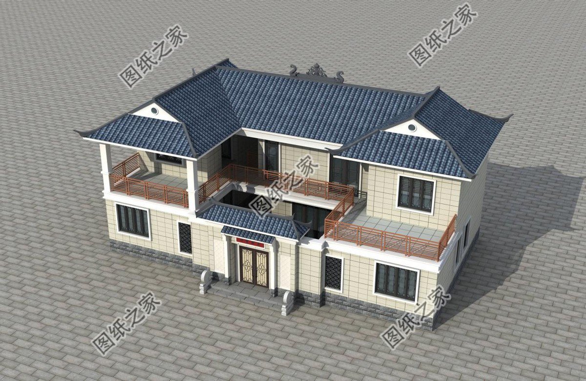 新中式庭院住宅設(shè)計，色彩搭配簡潔樸素，中式特色融合很好