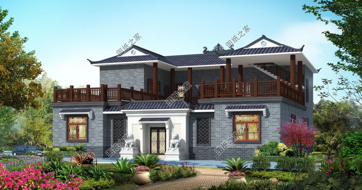 新中式庭院住宅設(shè)計，色彩搭配簡潔樸素，中式特色融合很好