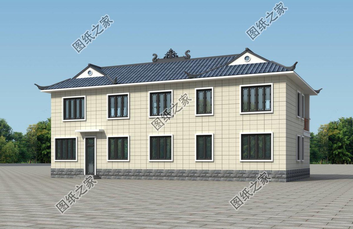 新中式庭院住宅設(shè)計，色彩搭配簡潔樸素，中式特色融合很好