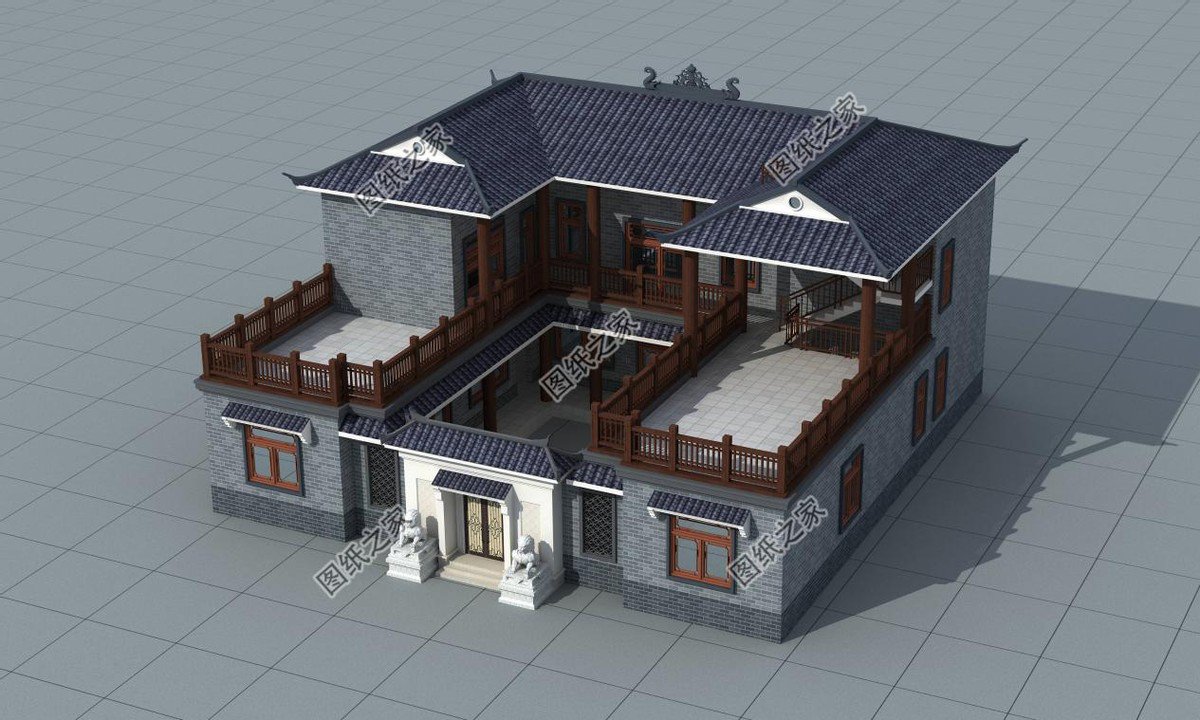 新中式庭院住宅設(shè)計，色彩搭配簡潔樸素，中式特色融合很好