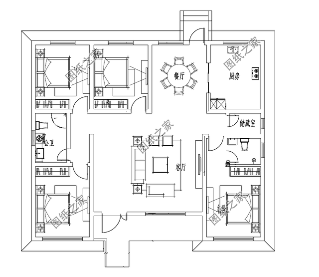 鄉(xiāng)村一層別墅設(shè)計(jì)圖紙，鄉(xiāng)間深處，靜謐洋房