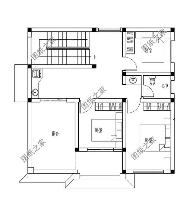 簡約二層別墅，占地不到百平，外觀簡潔適合小戶型建造