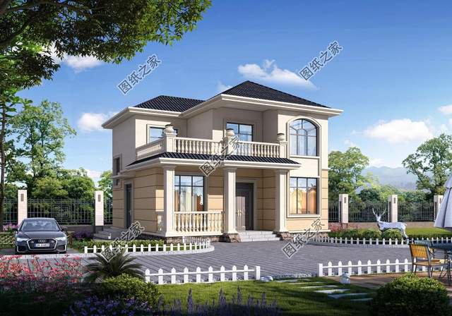 簡約二層別墅，占地不到百平，外觀簡潔適合小戶型建造