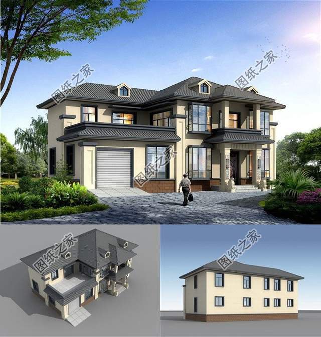 5款設計出彩的自建房圖紙，車庫豪宅都有了，好日子還遠嗎？