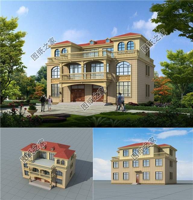 五套雙拼別墅設(shè)計，血濃于水的親情，一起建房互相幫襯還省錢