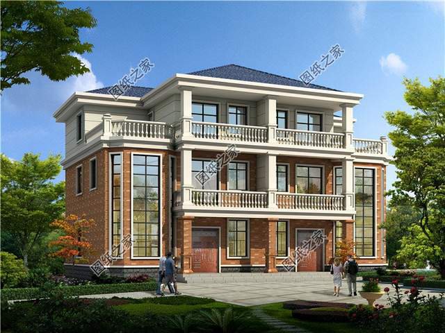 五套雙拼別墅設(shè)計，血濃于水的親情，一起建房互相幫襯還省錢