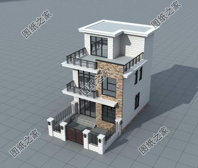 文化石裝飾的農(nóng)村別墅，外觀色彩自然，紋理粗獷豪放