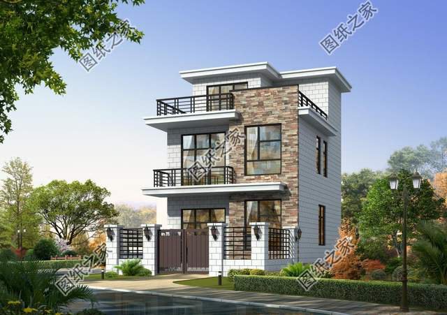 文化石裝飾的農(nóng)村別墅，外觀色彩自然，紋理粗獷豪放