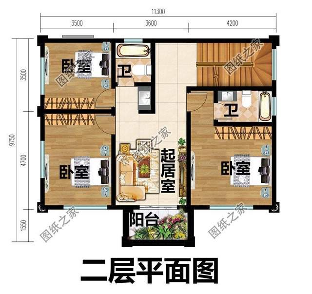 農(nóng)村三層別墅設(shè)計(jì)，溫馨色系外墻主體，保證你一眼就愛上