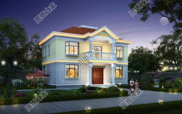 簡歐式二層別墅設(shè)計，戶型方正造價不高，人人都蓋得起