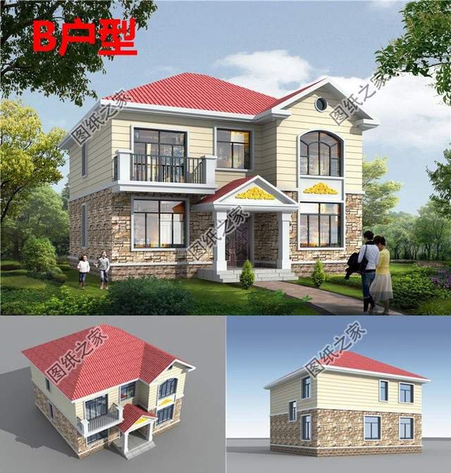 簡歐式二層別墅設(shè)計，戶型方正造價不高，人人都蓋得起