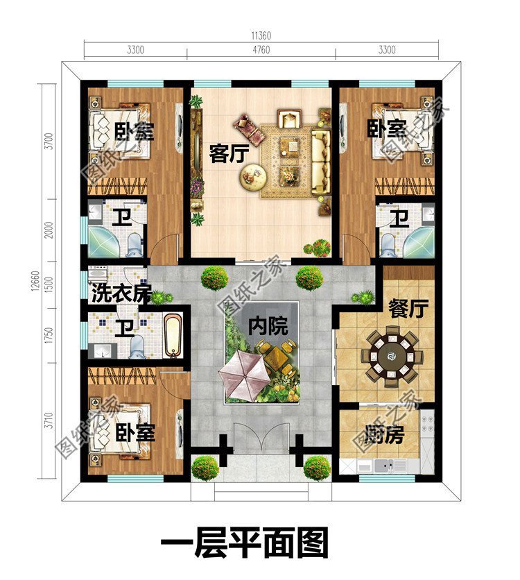 一層中式合院設(shè)計，頗有中華藝術(shù)氣息，返鄉(xiāng)建一棟這輩子值了