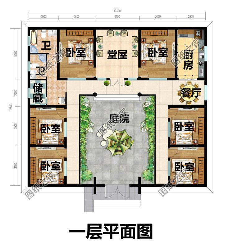 一層中式合院設(shè)計，頗有中華藝術(shù)氣息，返鄉(xiāng)建一棟這輩子值了