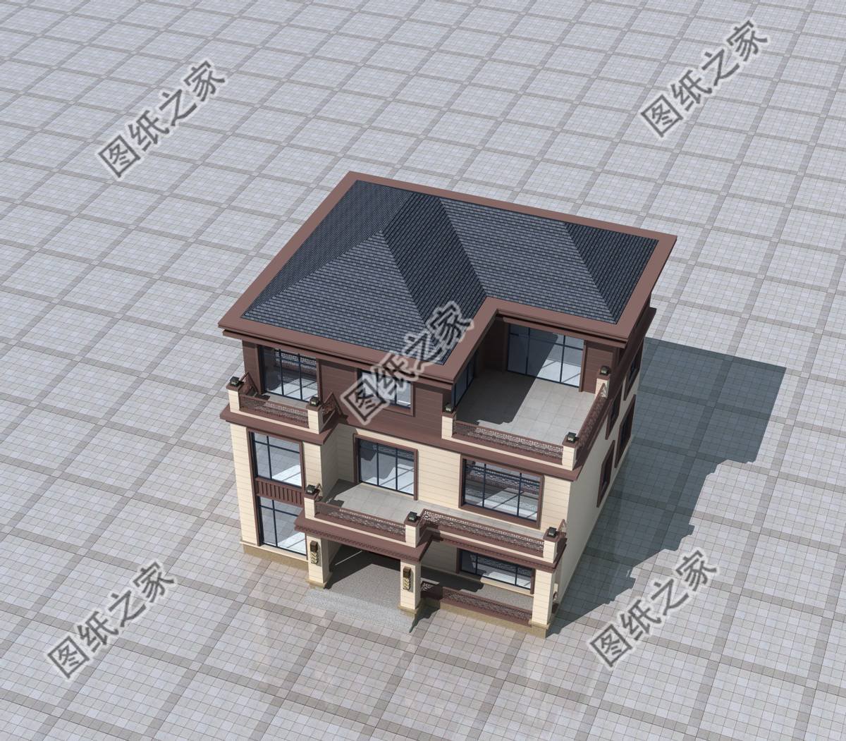 農(nóng)村三層別墅設(shè)計(jì)圖，外觀建造整體風(fēng)格簡(jiǎn)約卻透露著十足的設(shè)計(jì)感