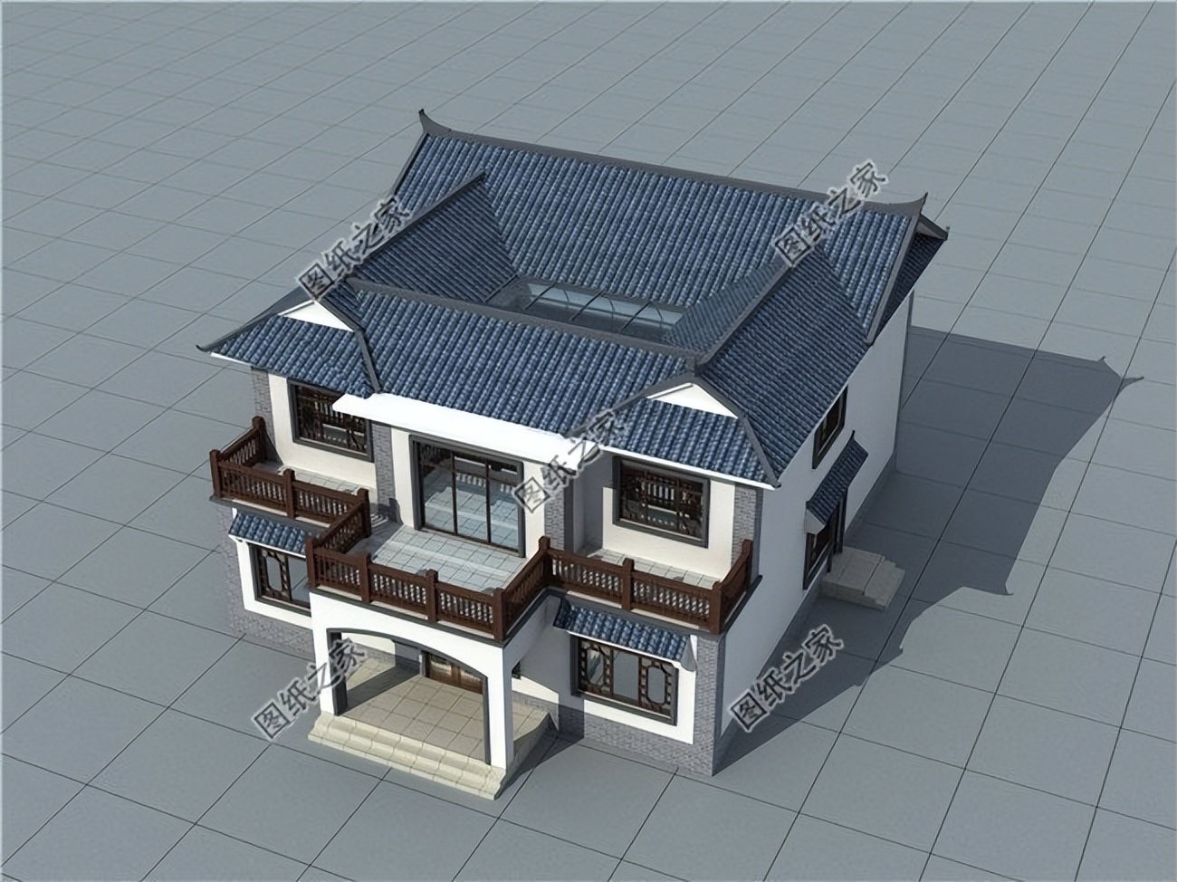 中式風(fēng)格農(nóng)村自建房，簡(jiǎn)潔的白墻黛瓦，彰顯中式住宅的氣場(chǎng)與浪漫