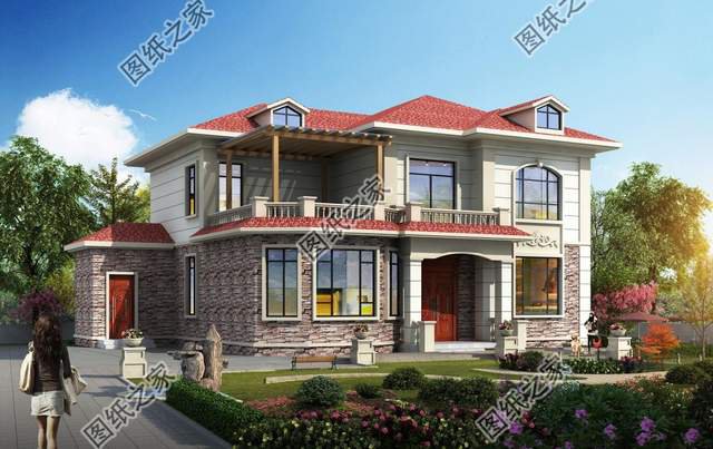 帶文化石的農(nóng)村別墅設(shè)計，色彩多樣外觀給你營造出炫彩的舒適生活