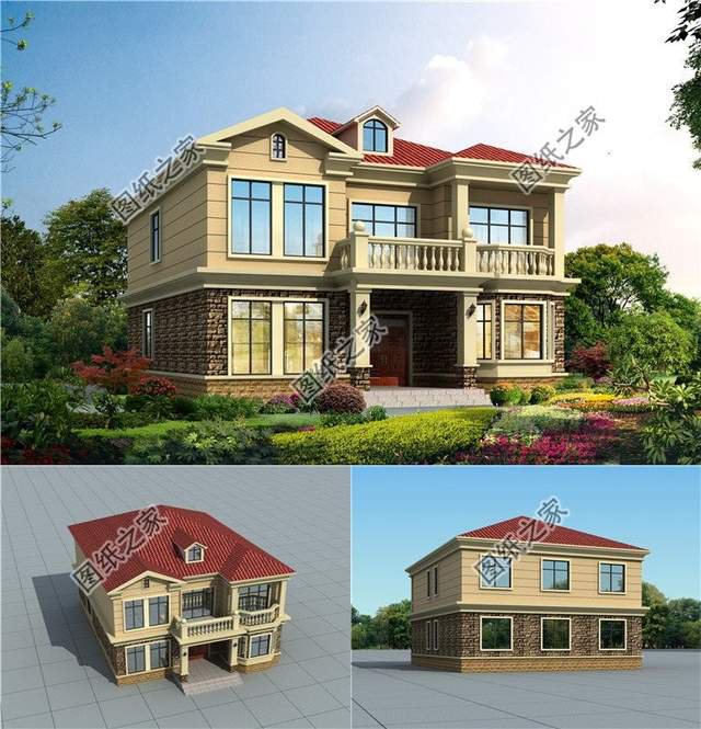 帶文化石的農(nóng)村別墅設(shè)計，色彩多樣外觀給你營造出炫彩的舒適生活