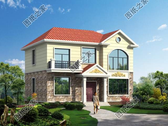 帶文化石的農(nóng)村別墅設(shè)計，色彩多樣外觀給你營造出炫彩的舒適生活