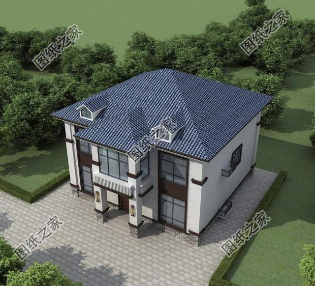 鄉(xiāng)村二層別墅設(shè)計(jì)，造型錯(cuò)落有致，美觀大氣