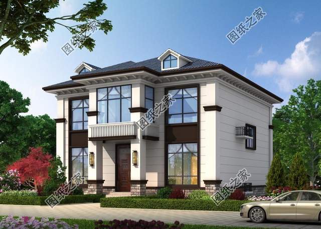 鄉(xiāng)村二層別墅設(shè)計(jì)，造型錯(cuò)落有致，美觀大氣