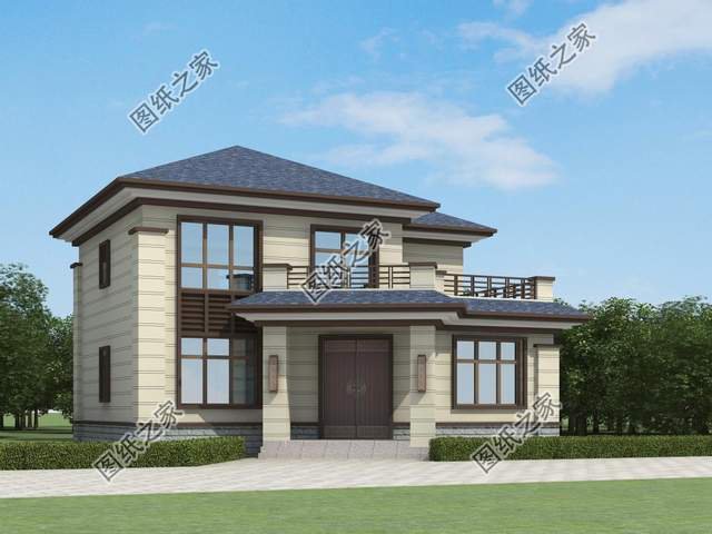 鄉(xiāng)村二層別墅設(shè)計(jì)，造型錯(cuò)落有致，美觀大氣