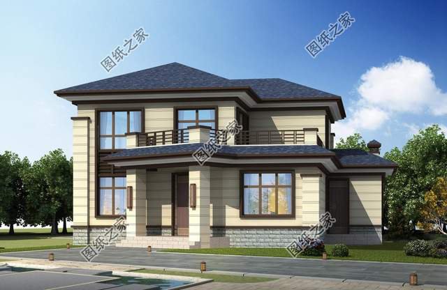 鄉(xiāng)村二層別墅設(shè)計(jì)，造型錯(cuò)落有致，美觀大氣