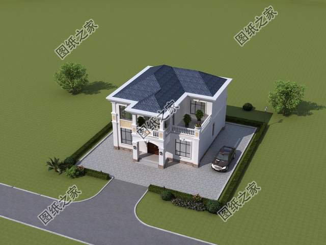 鄉(xiāng)村二層別墅設(shè)計(jì)，造型錯(cuò)落有致，美觀大氣