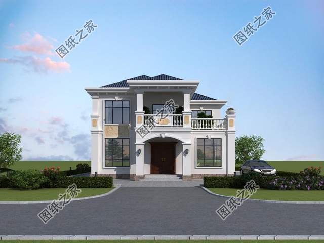 鄉(xiāng)村二層別墅設(shè)計(jì)，造型錯(cuò)落有致，美觀大氣