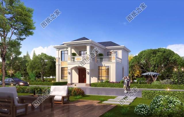 鄉(xiāng)村二層別墅設(shè)計(jì)，造型錯(cuò)落有致，美觀大氣