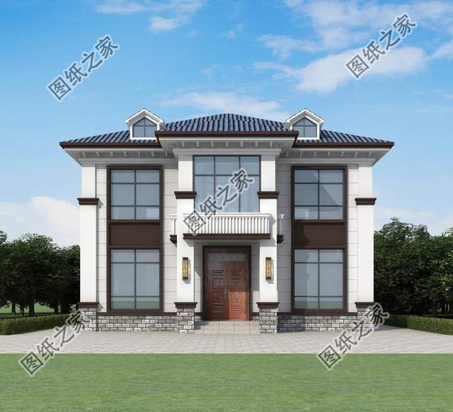 鄉(xiāng)村二層別墅設(shè)計(jì)，造型錯(cuò)落有致，美觀大氣