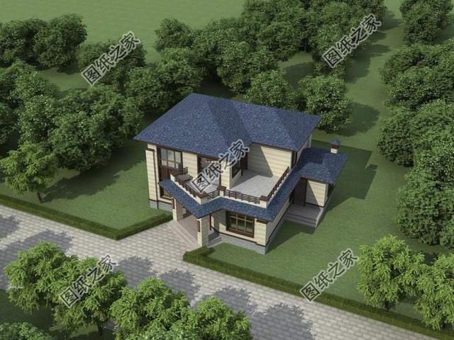 鄉(xiāng)村二層別墅設(shè)計(jì)，造型錯(cuò)落有致，美觀大氣