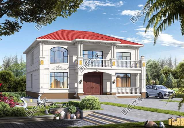 鄉(xiāng)村二層別墅設(shè)計(jì)，造型錯(cuò)落有致，美觀大氣