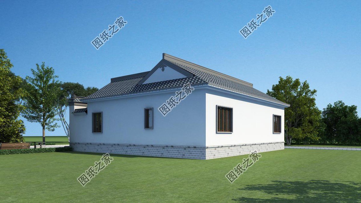 一層合院農(nóng)村別墅設(shè)計，一家人住在一起，非常有氣氛