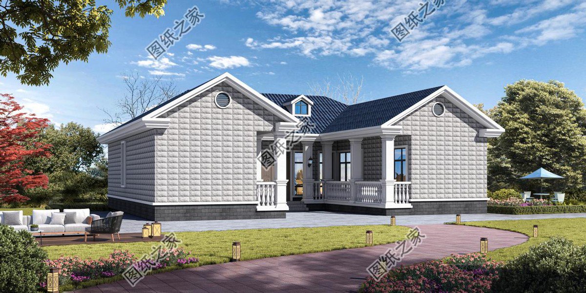 一層合院農(nóng)村別墅設(shè)計，一家人住在一起，非常有氣氛