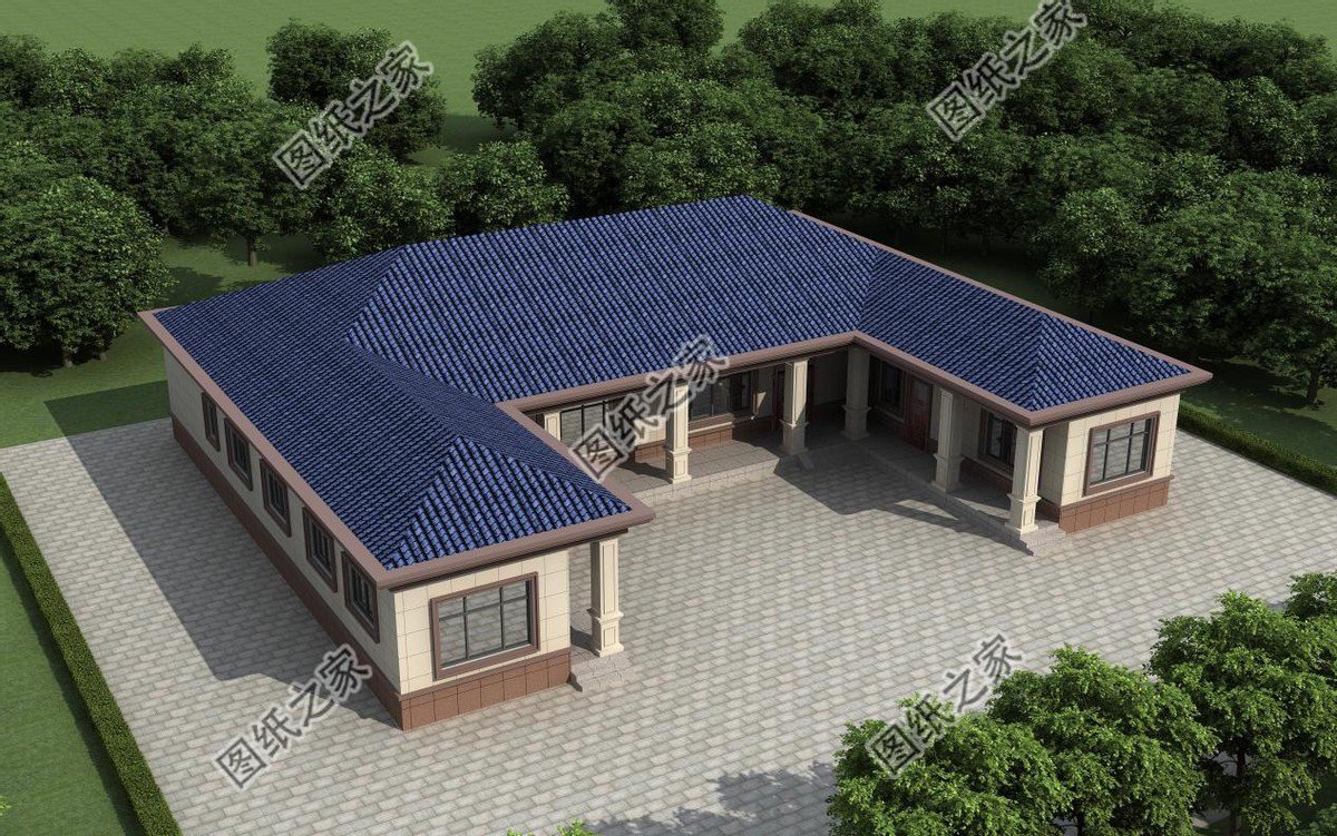 一層合院農(nóng)村別墅設(shè)計，一家人住在一起，非常有氣氛