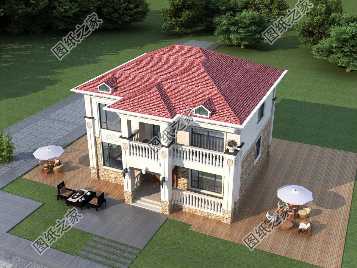 紅瓦配米白墻，溫馨別墅設(shè)計(jì)，帶給你家的享受快來(lái)看看吧